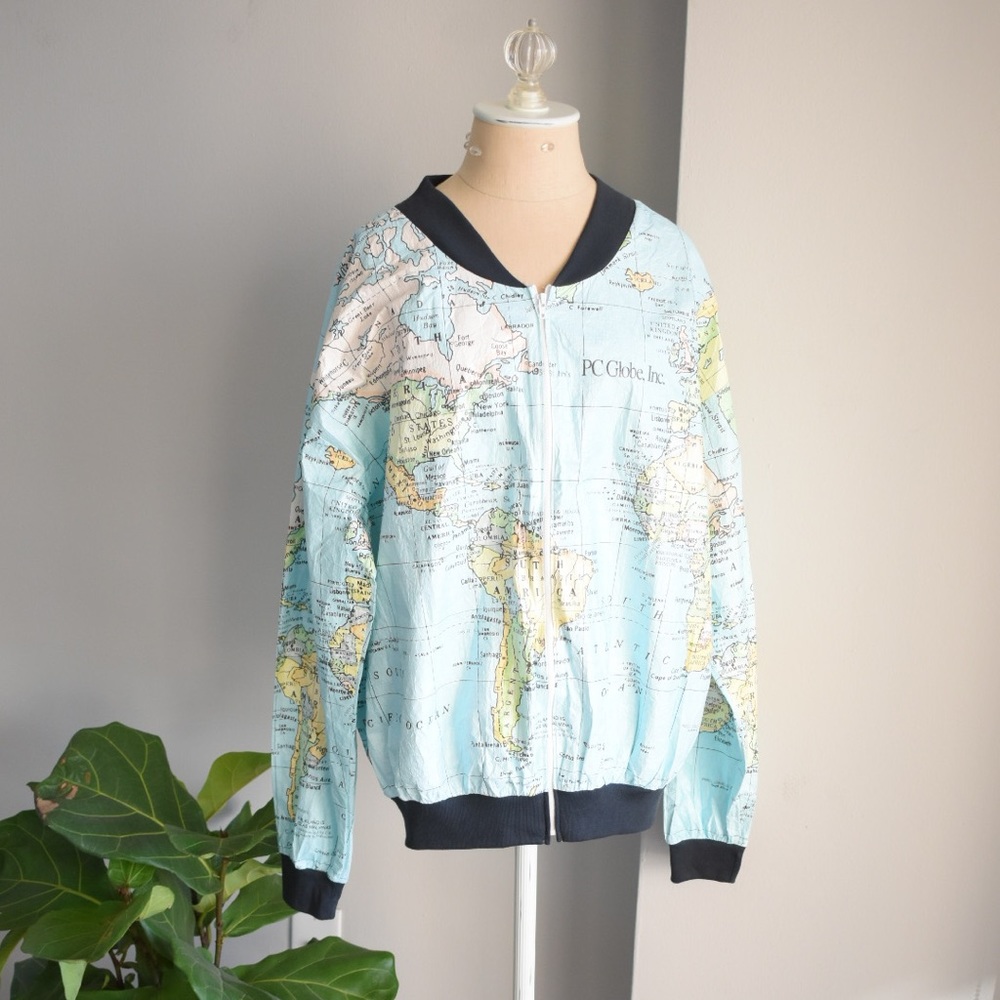 Map of the World Zip-Up Wind Breaker